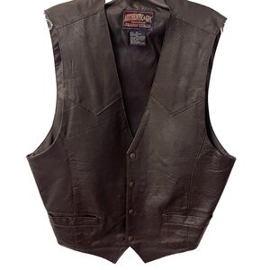 Leather 100% Vest Authentic GFC Always in the Lead Jeans Wear Brown Sz XL